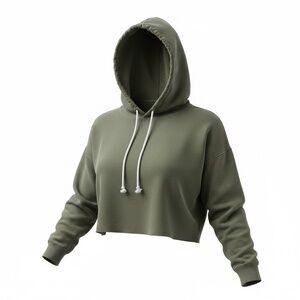 Wild Fable Cropped Hoodie Olive Green XL Cozy Fleece Pullover